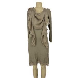 Exact Large Women Silk Draped Neck Long Sleeve T-shirt Dress Pullover KL6